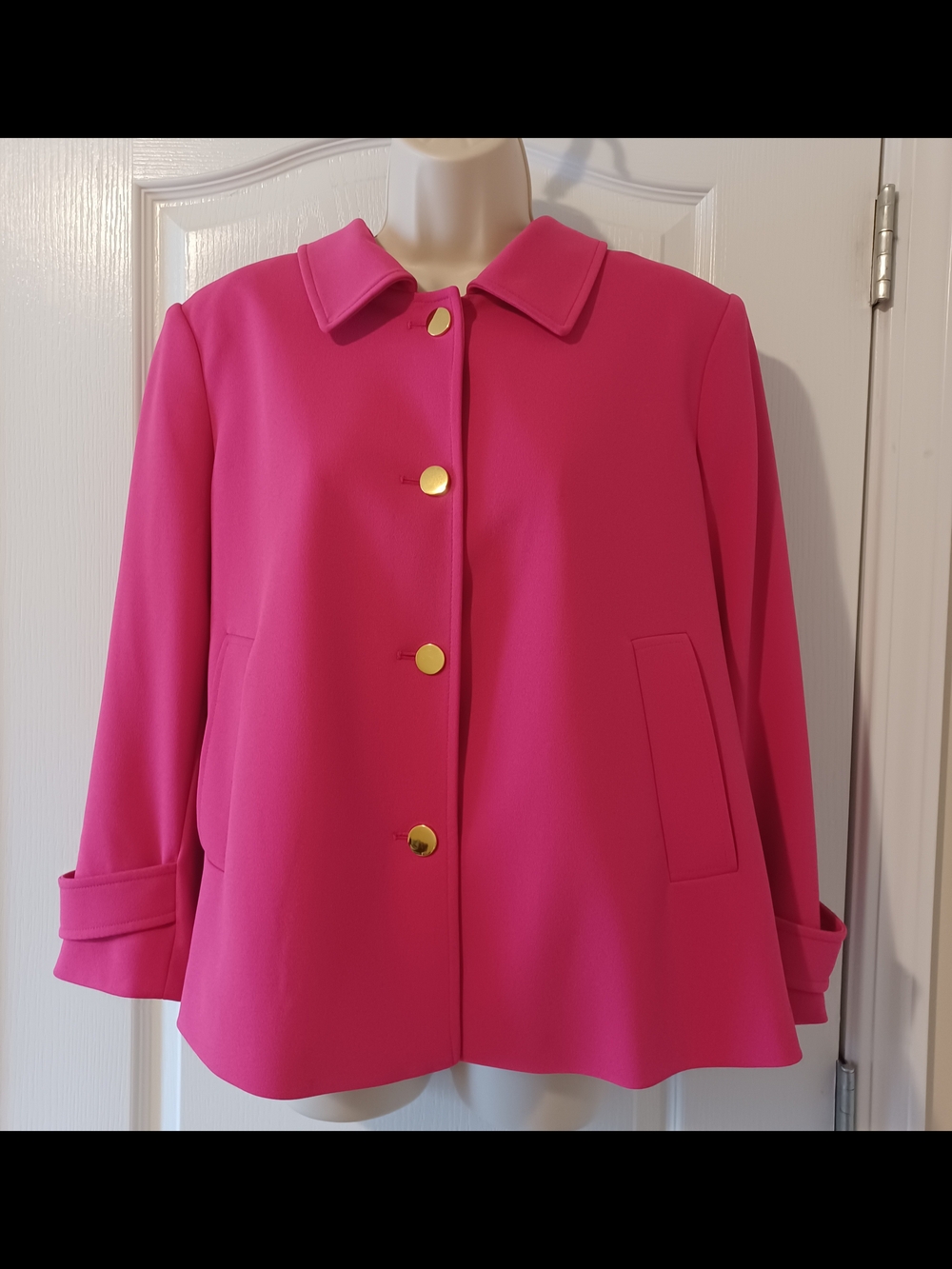 Calvin Klein Bright Pink Gold-Button Blazer Jacket